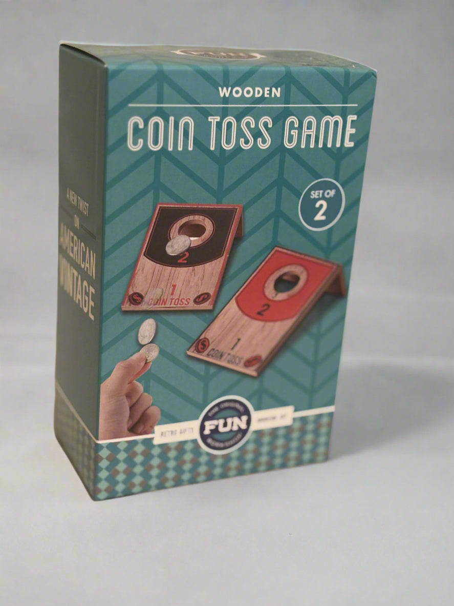 Wooden Coin Toss Game Quarters Play Table Top Cornhole. Open Box