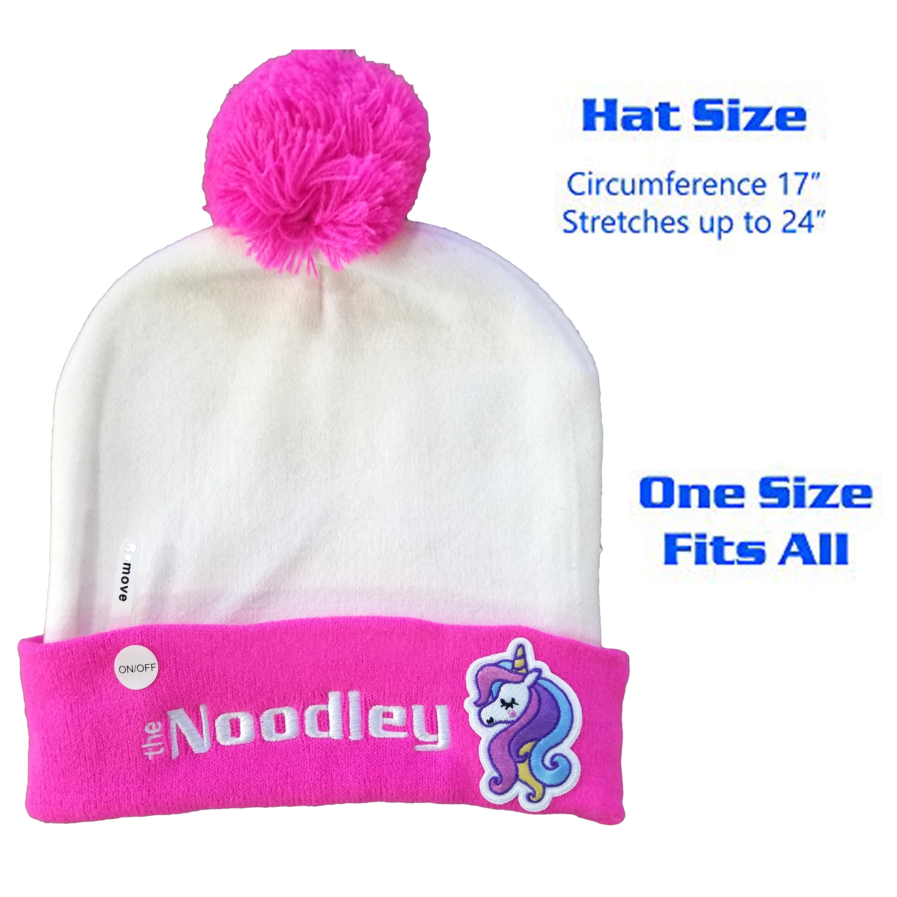 LED Light Up Glow Unicorn Beanie Hat with Pom Gifts for Girls Kids and Boys (One Size)