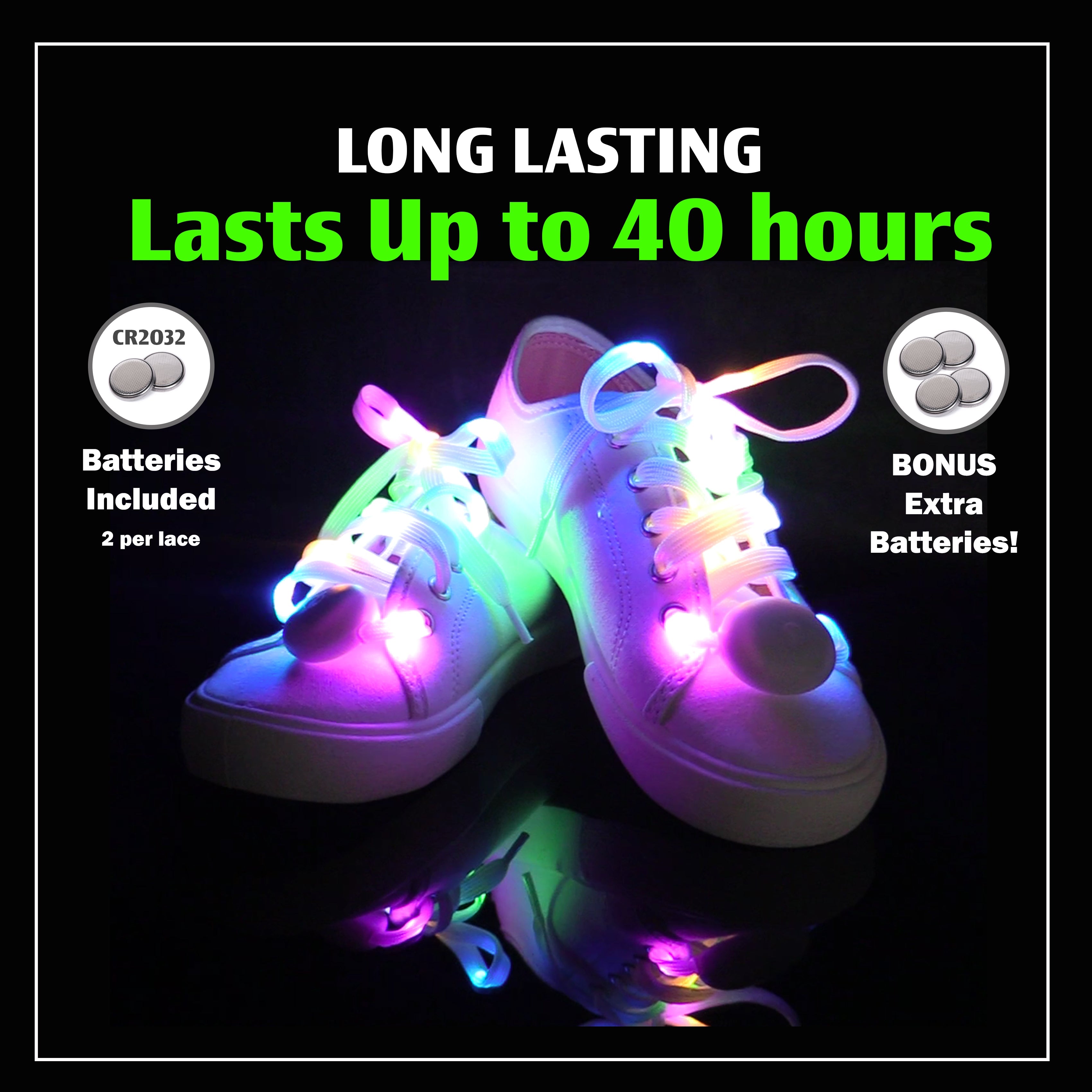 5 ColorFlashing LED Light Up Shoe Laces Glow in the Dark White Tie Shoelaces for Sneakers, Skates, 45 inch