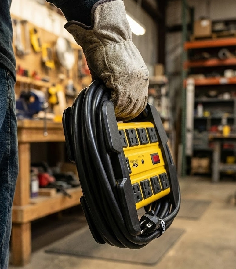 CRST 10-Outlet + USB-C Heavy Duty Metal Surge Protector Power Strip w/ Cord Wrap Holder - 2800 Joules Protection, Wall Mountable, 15ft Cord, ETL Listed