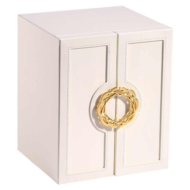 Multi-layer desktop household leather jewelry armoire