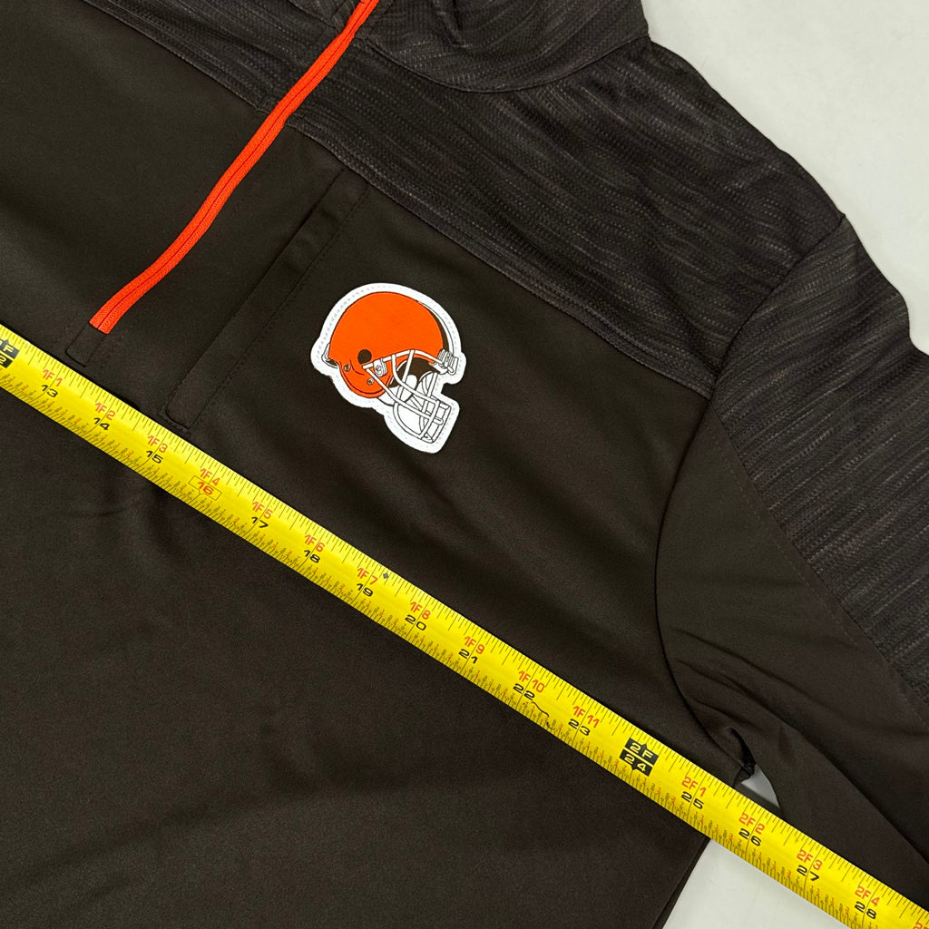 NFL Cleveland Browns Quarter Zip Pullover Shirt Long Sleeve XXL Brown 1802969