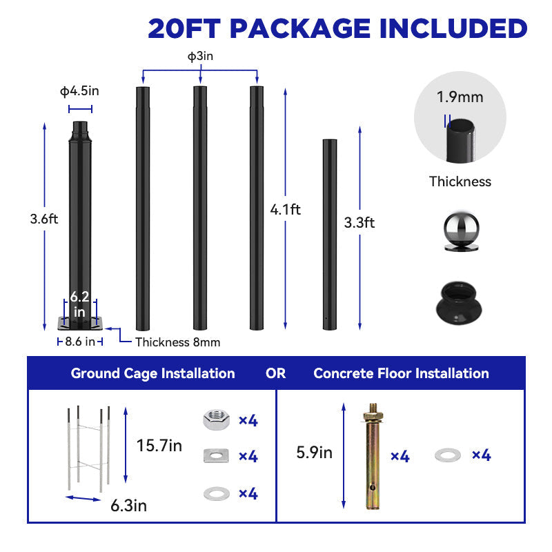 1500W solar street light with 20ft /16ft pole