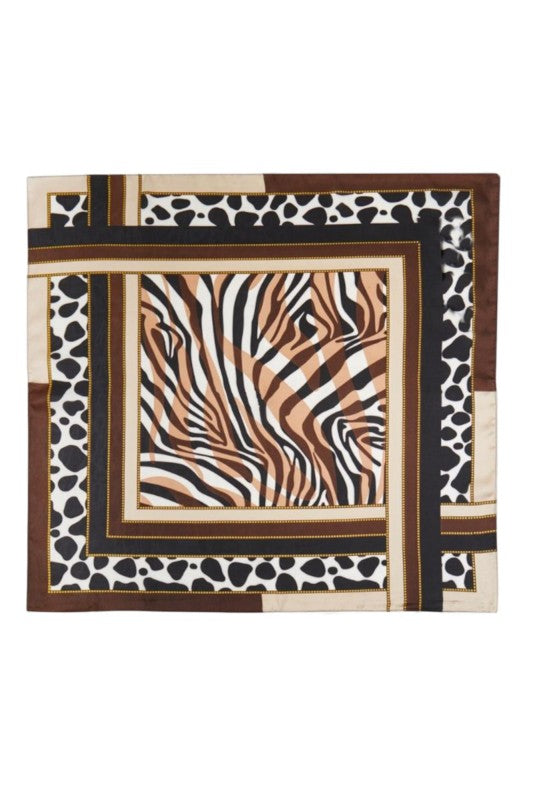 Animal Print Silky Square Scarf