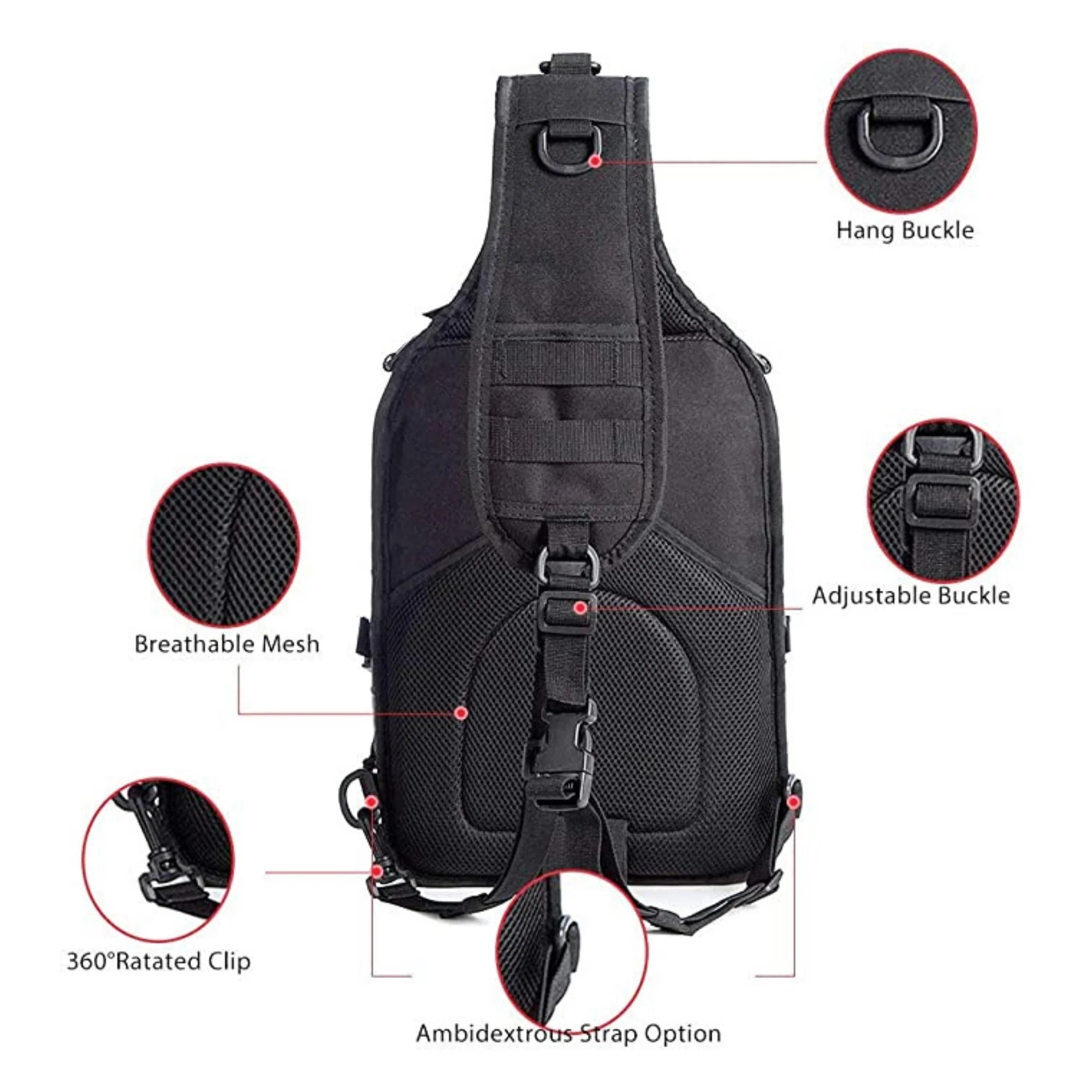 Jupitergear Tactical Military Sling Backpack 15L Shoulder Bag Molle Outdoor Daypack Backpack with Adjustable Strap