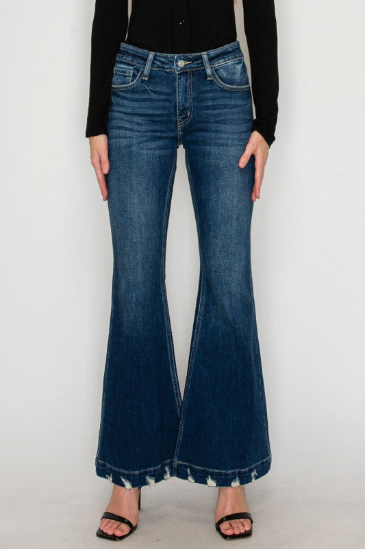 AT1017FLD - MID RISE SUPER FLARE JEANS