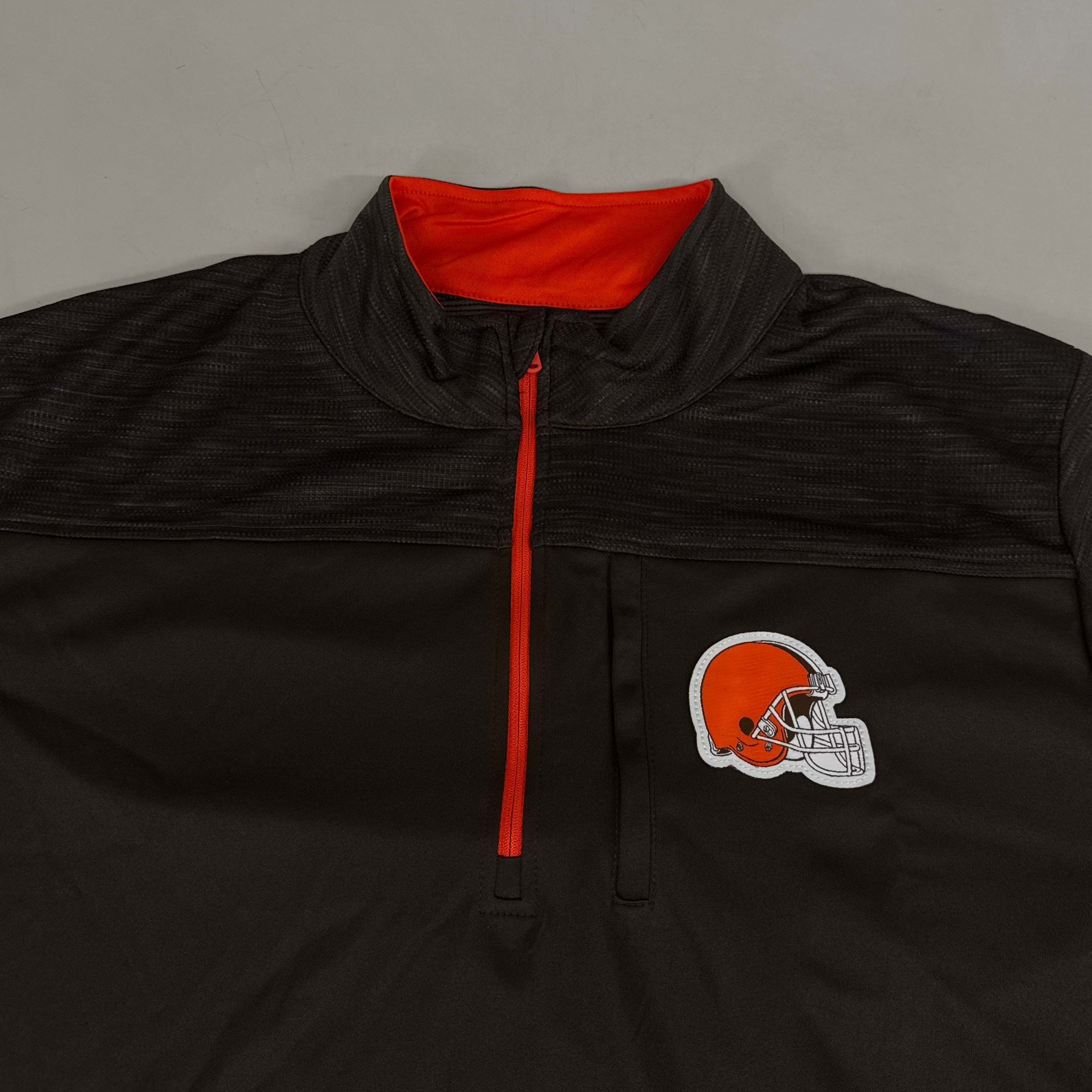 NFL Cleveland Browns Quarter Zip Pullover Shirt Long Sleeve XXL Brown 1802969