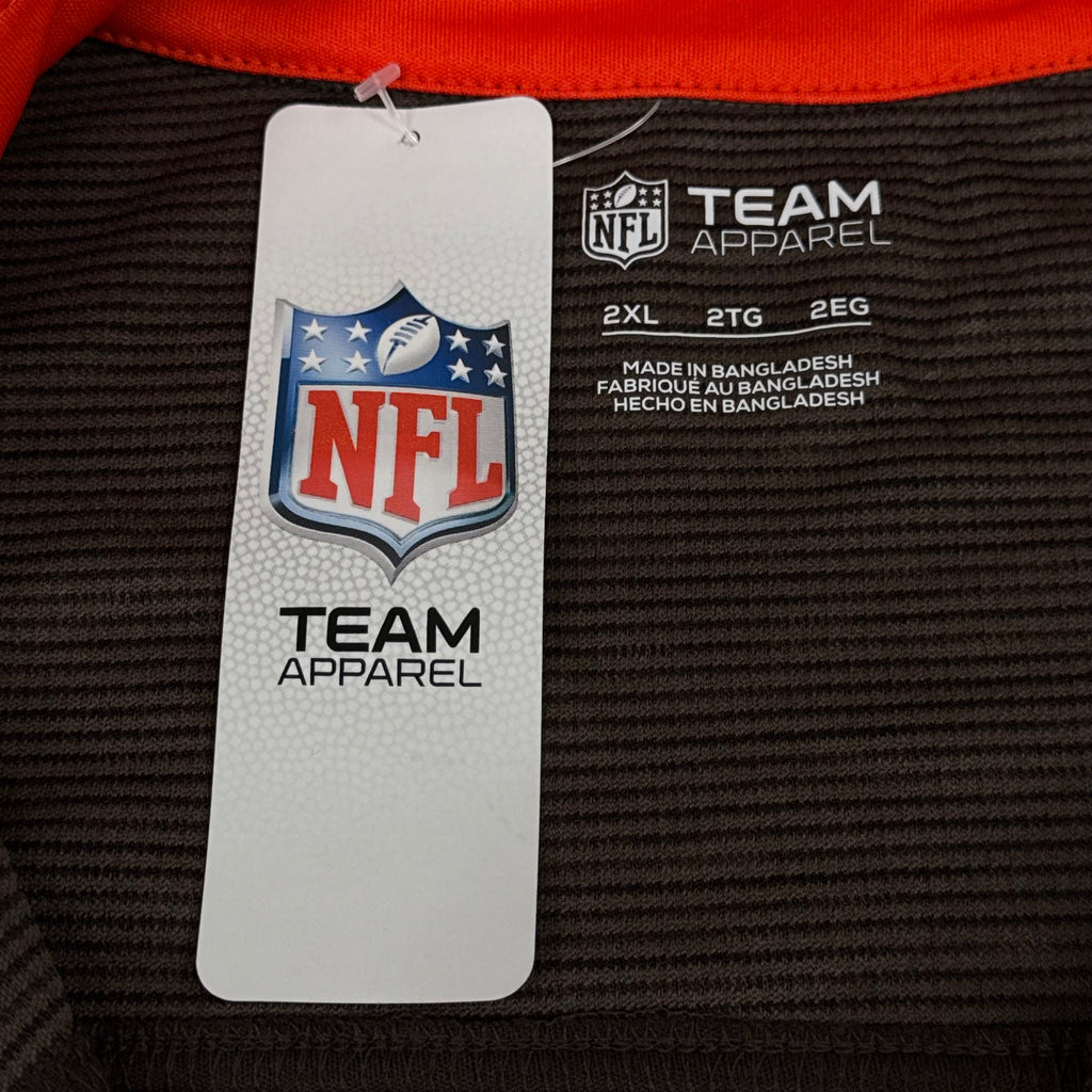 NFL Cleveland Browns Quarter Zip Pullover Shirt Long Sleeve XXL Brown 1802969