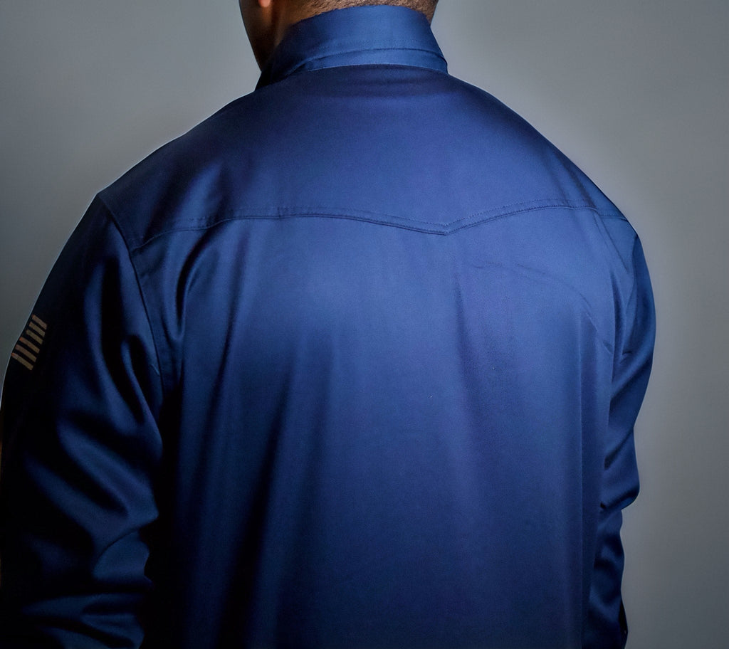 FR Western Style Pearl snap - Navy