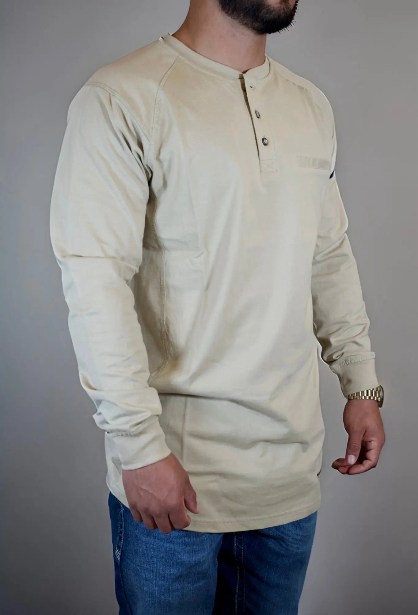 FR 3-Button Henley Shirt - Tan