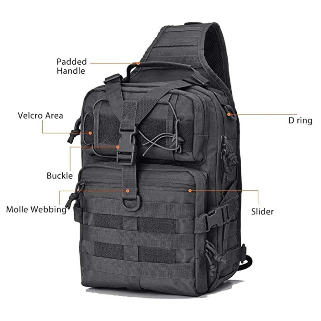 Jupitergear Tactical Military Sling Backpack 15L Shoulder Bag Molle Outdoor Daypack Backpack with Adjustable Strap