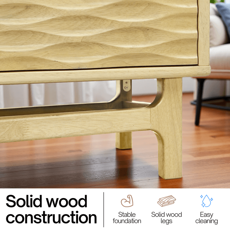 Acacia Elara Solid Wood TV Stand with Storage and Cable Management for TVs up to 80"