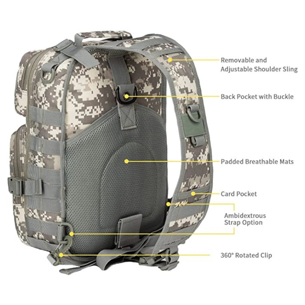 Jupitergear Tactical Military Sling Backpack 15L Shoulder Bag Molle Outdoor Daypack Backpack with Adjustable Strap