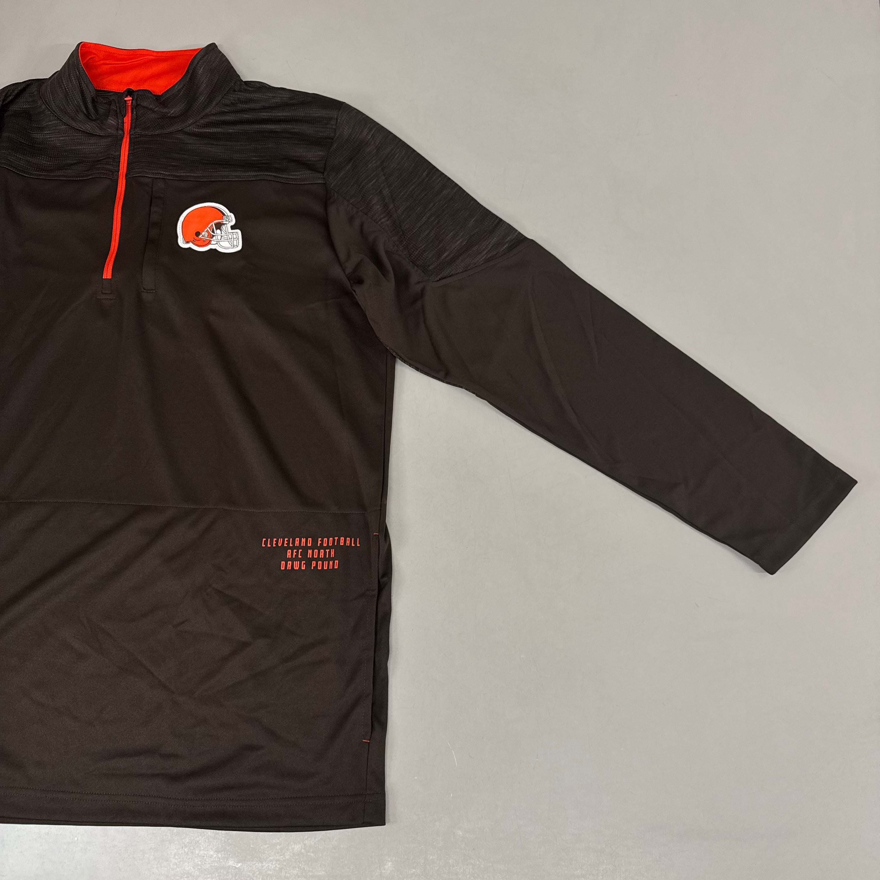 NFL Cleveland Browns Quarter Zip Pullover Shirt Long Sleeve XXL Brown 1802969