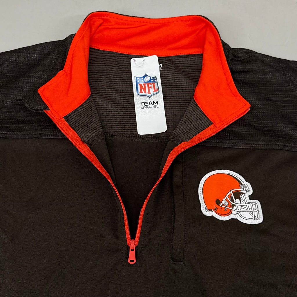 NFL Cleveland Browns Quarter Zip Pullover Shirt Long Sleeve XXL Brown 1802969