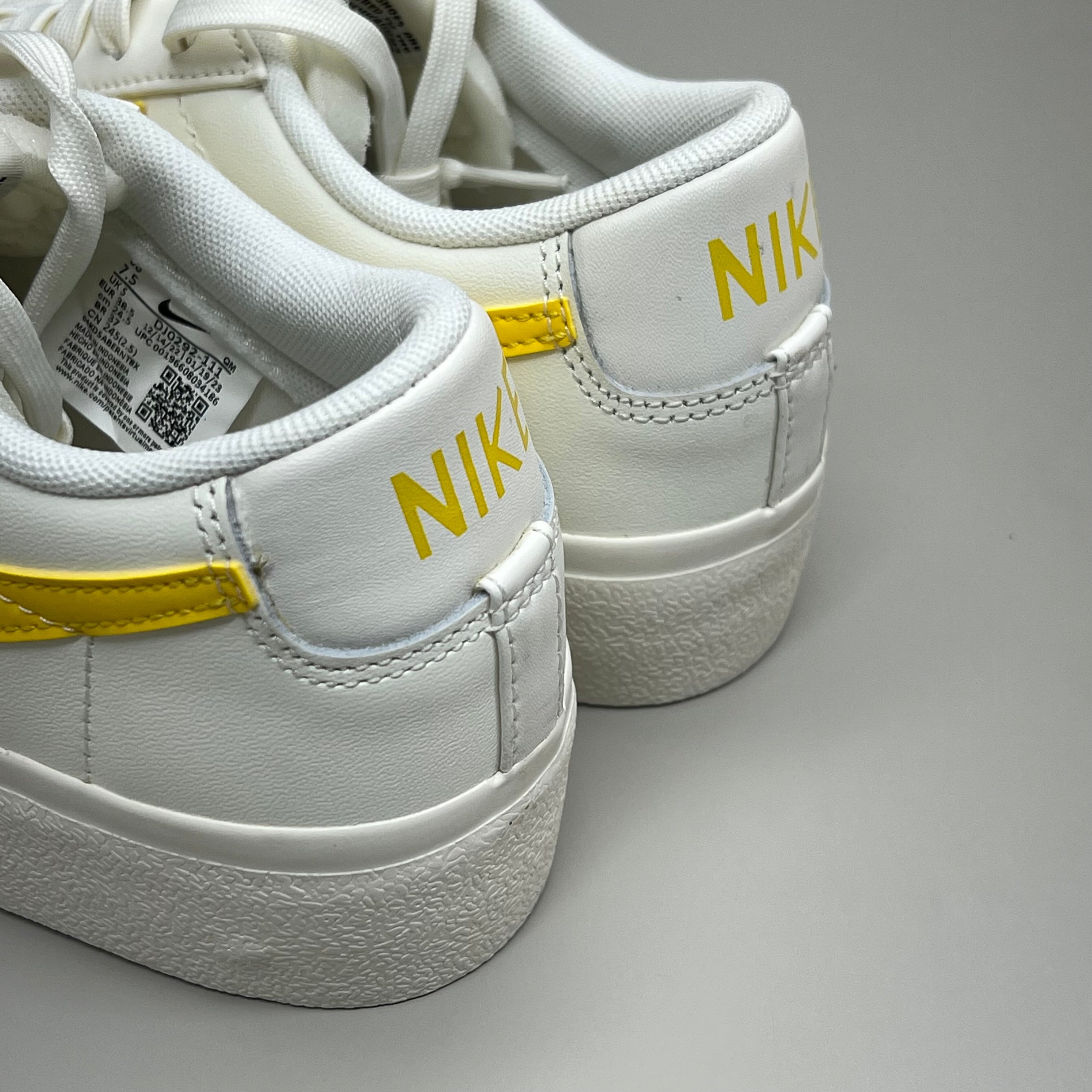 NIKE Blazer Low Cut Platform Sneaker Sz Women's 7.5 Men's 6 Yellow/Grey/White