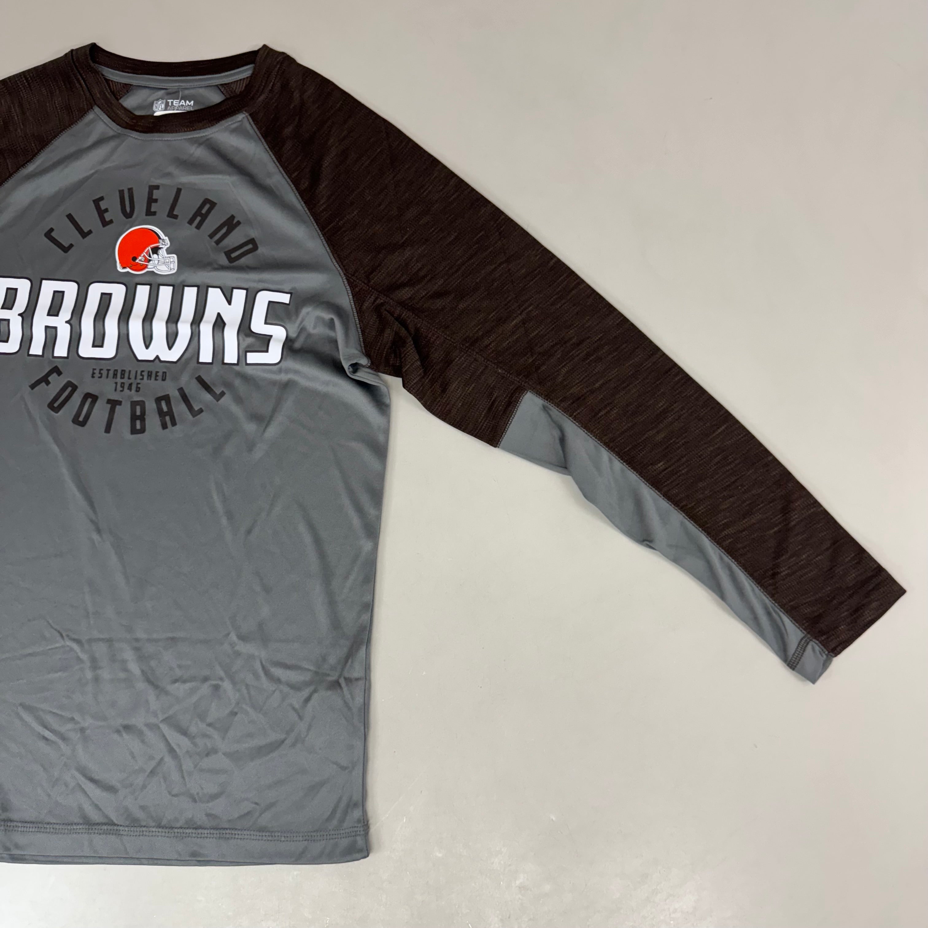 NFL Cleveland Browns Long Sleeve Shirt M Brown/Grey 1802970 Established 1946