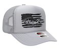 Bass Fishing American Flag Black Design Adult Otto Foam Trucker Hat