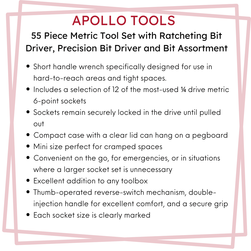 55 Piece Metric Tool Set with Ratcheting Bit Driver, Precision Bit Driver and Bit Assortment - DT5024