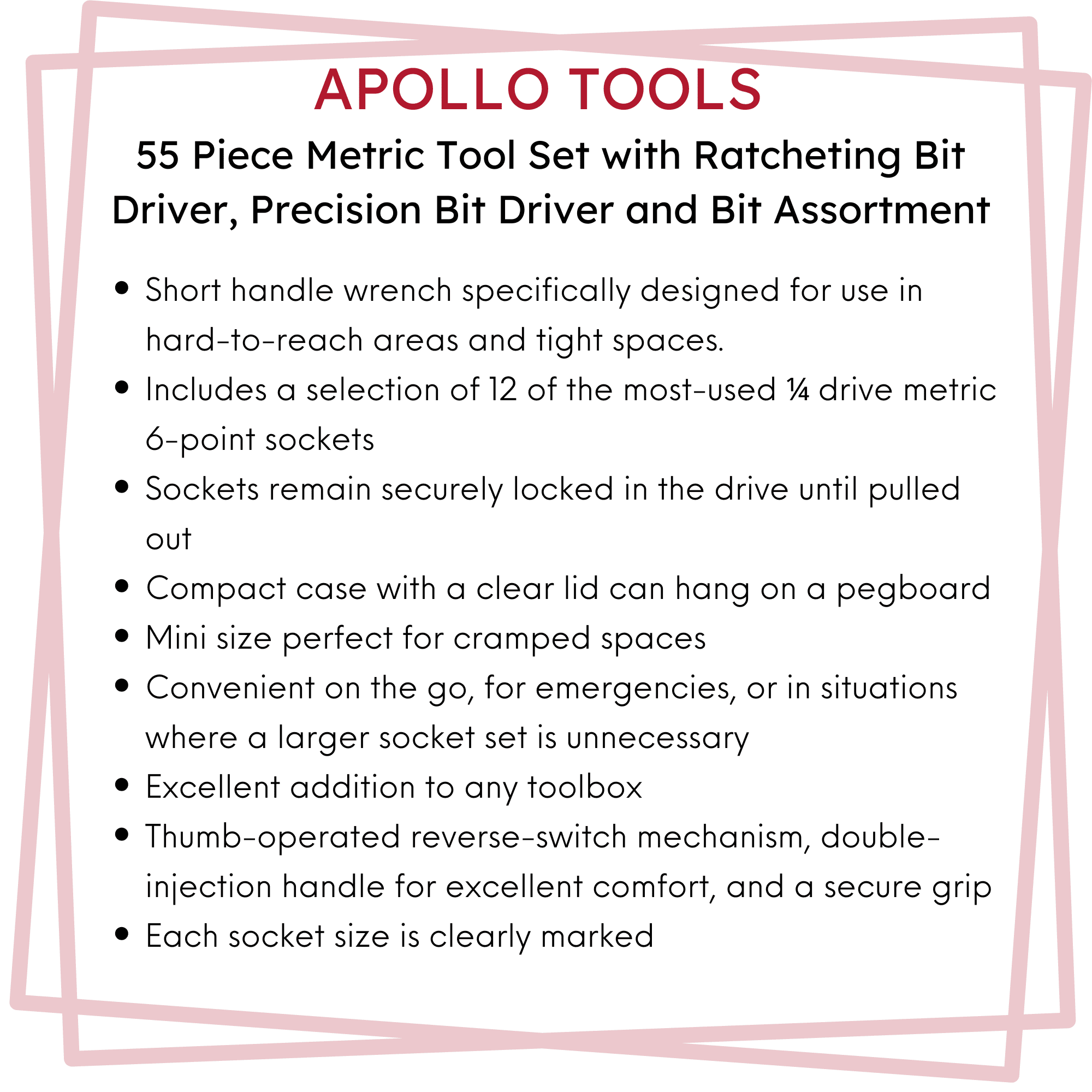 55 Piece Metric Tool Set with Ratcheting Bit Driver, Precision Bit Driver and Bit Assortment - DT5024