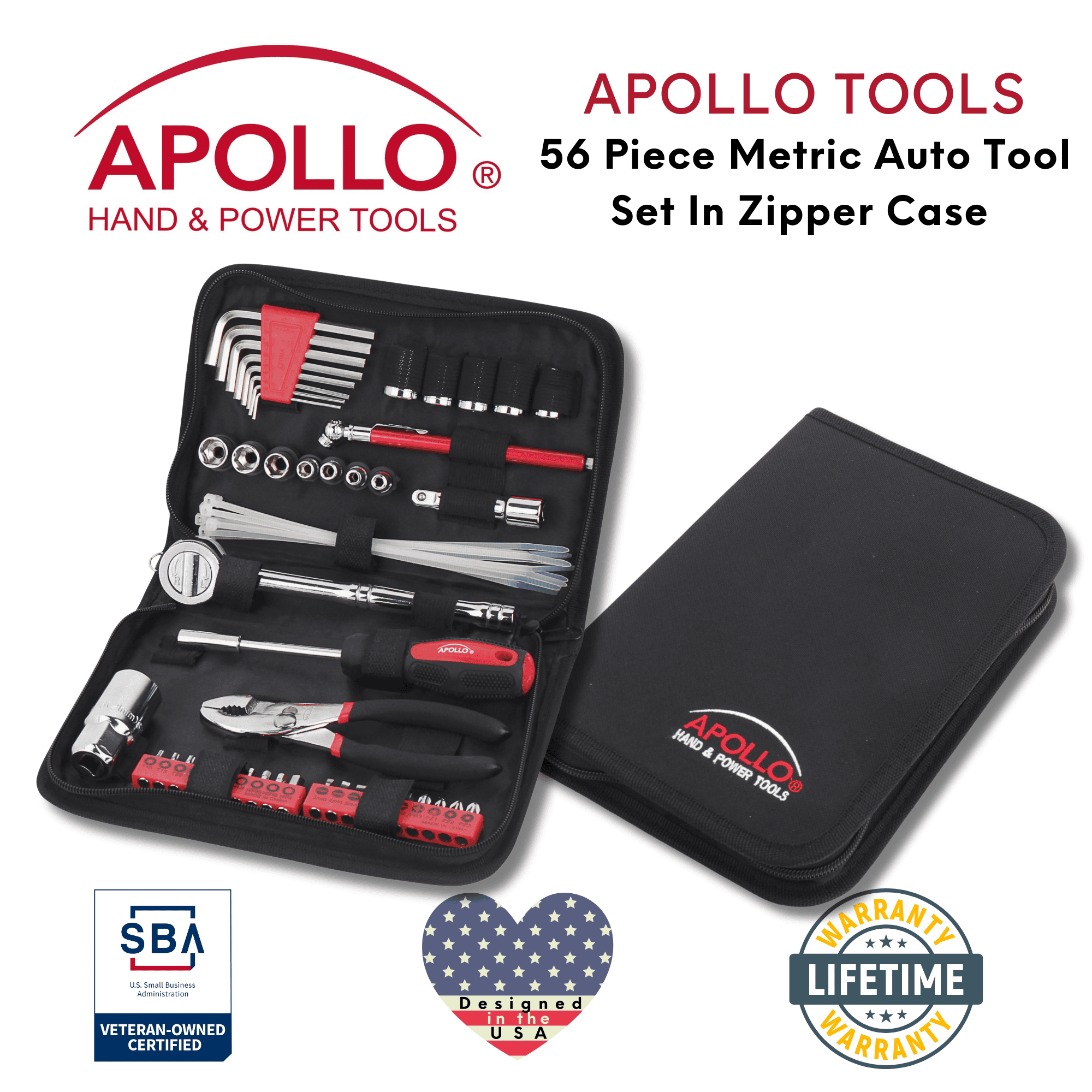 56 Piece Metric Auto Tool Set In Zipper Case - DT9775