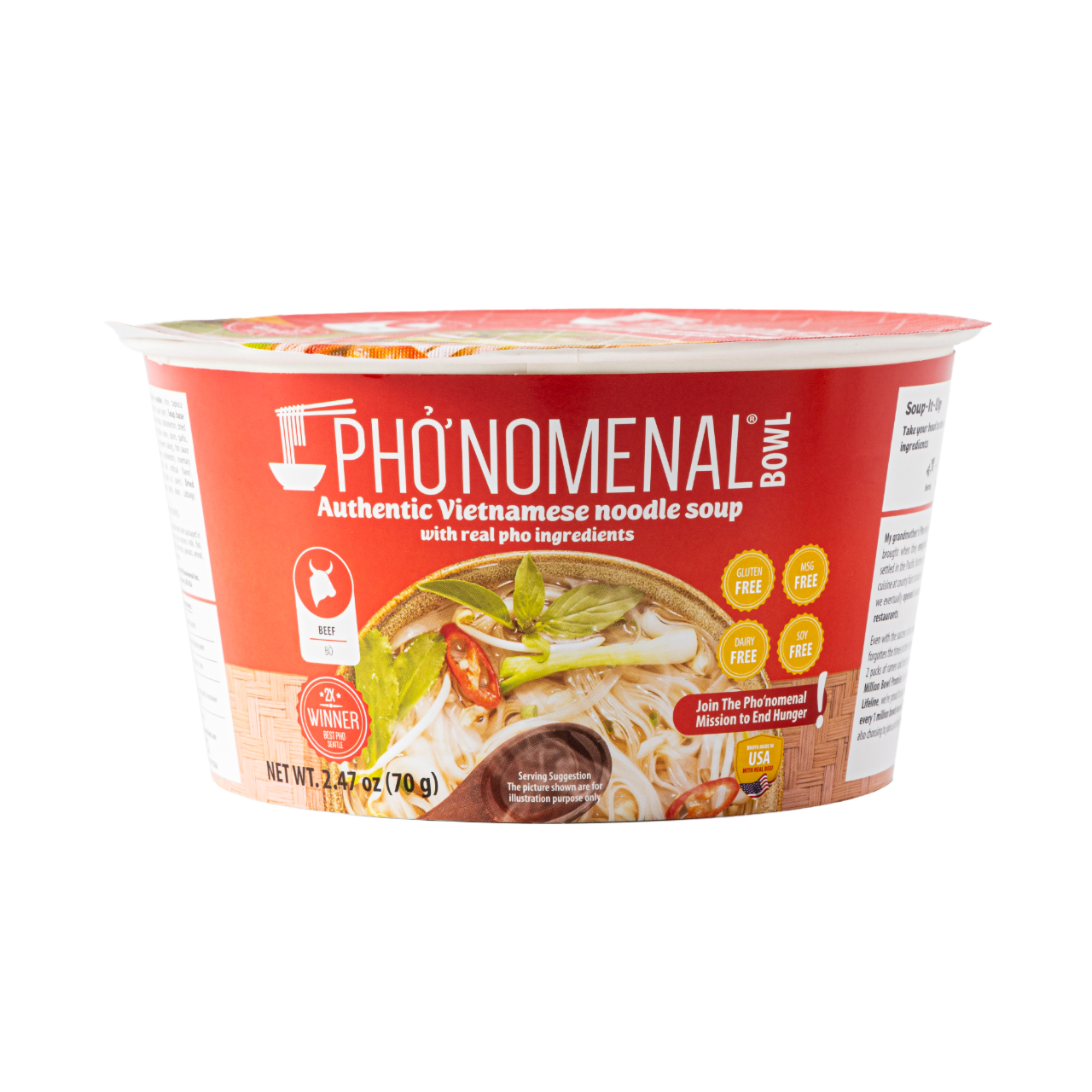 Pho’nomenal Bowl Instant Beef Pho (Case of 6 Bowls)