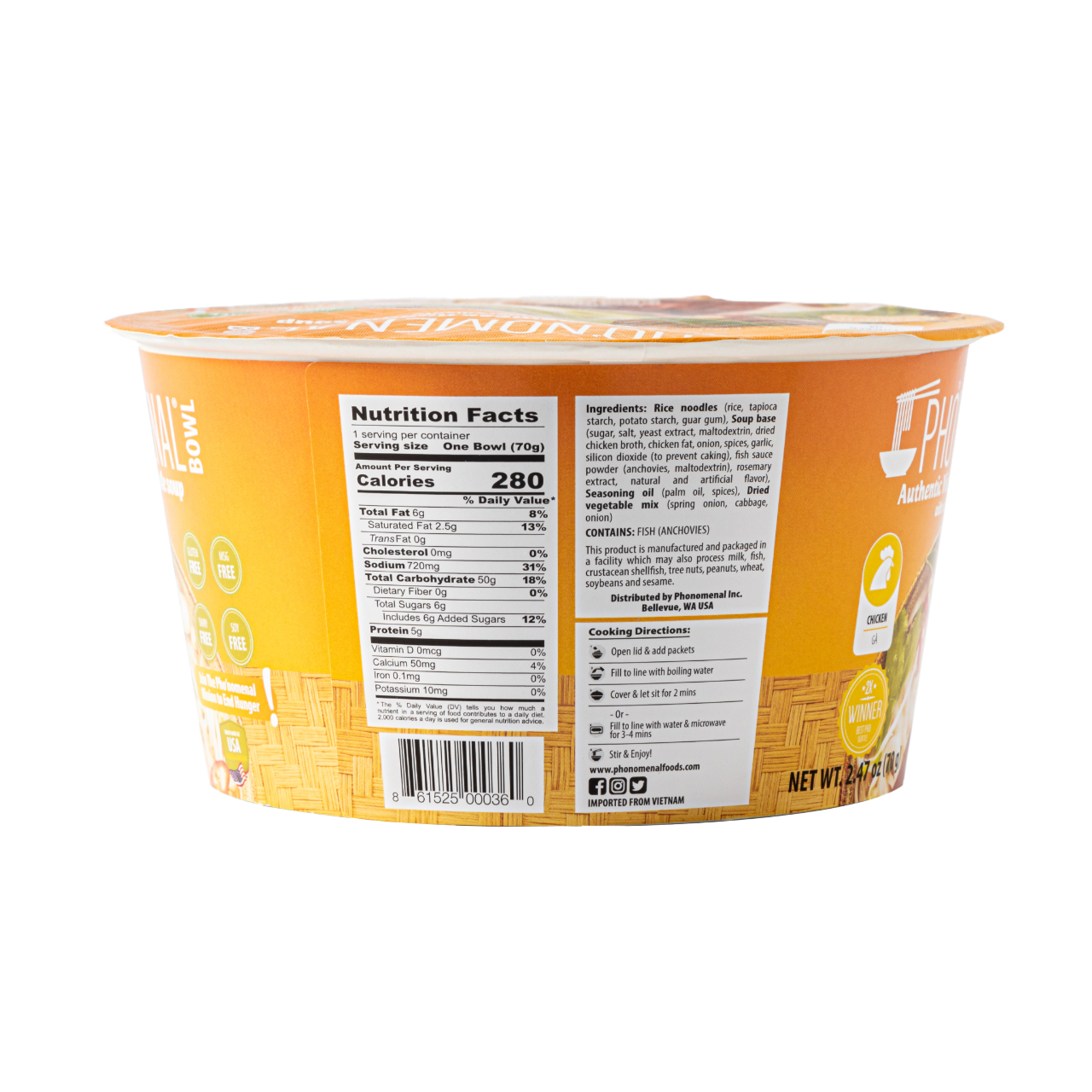 Pho’nomenal Bowl Instant Chicken Pho (Case of 6 Bowls)