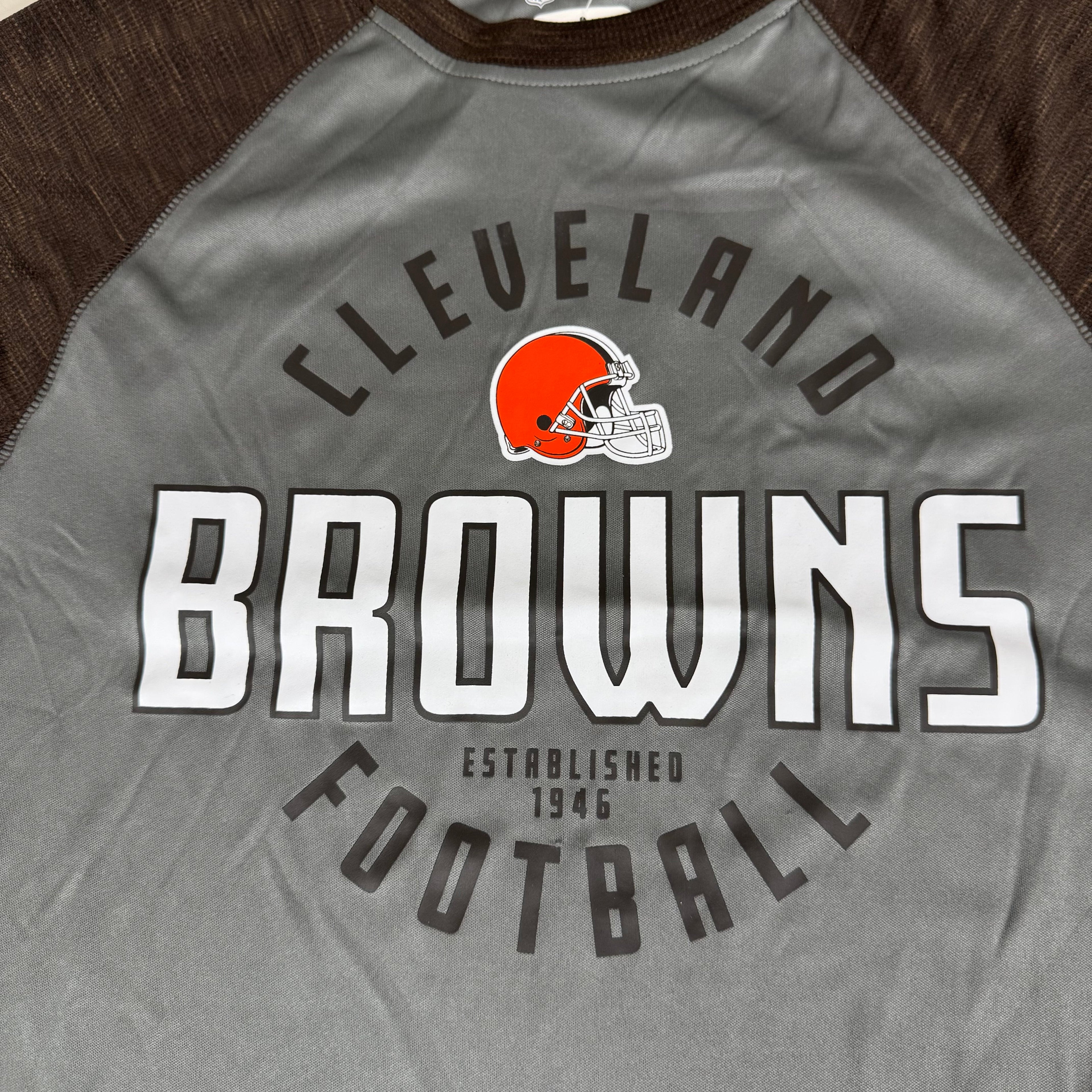 NFL Cleveland Browns Long Sleeve Shirt M Brown/Grey 1802970 Established 1946
