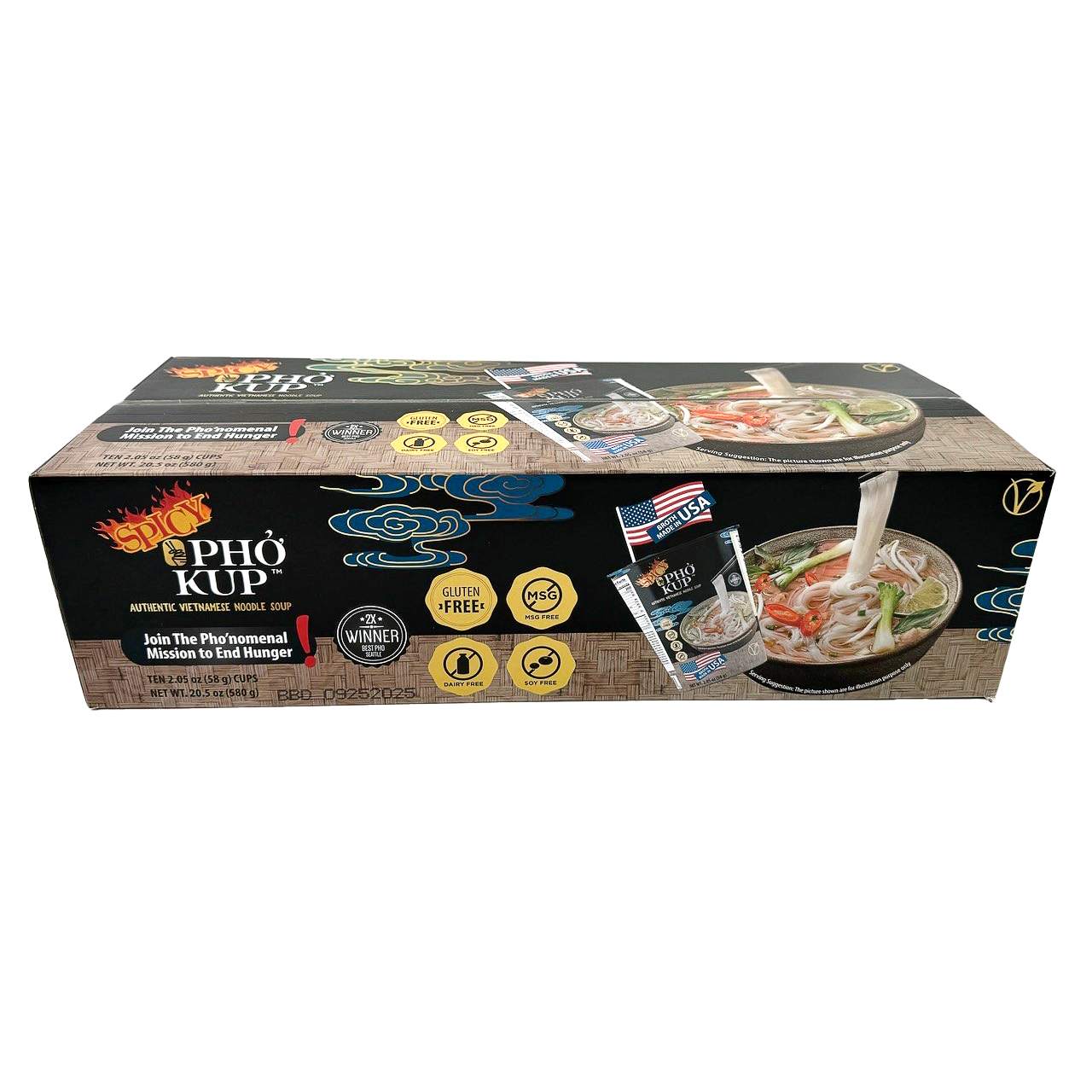 Pho Kup Instant Spicy Veggie Pho (Case of 10 Kups)