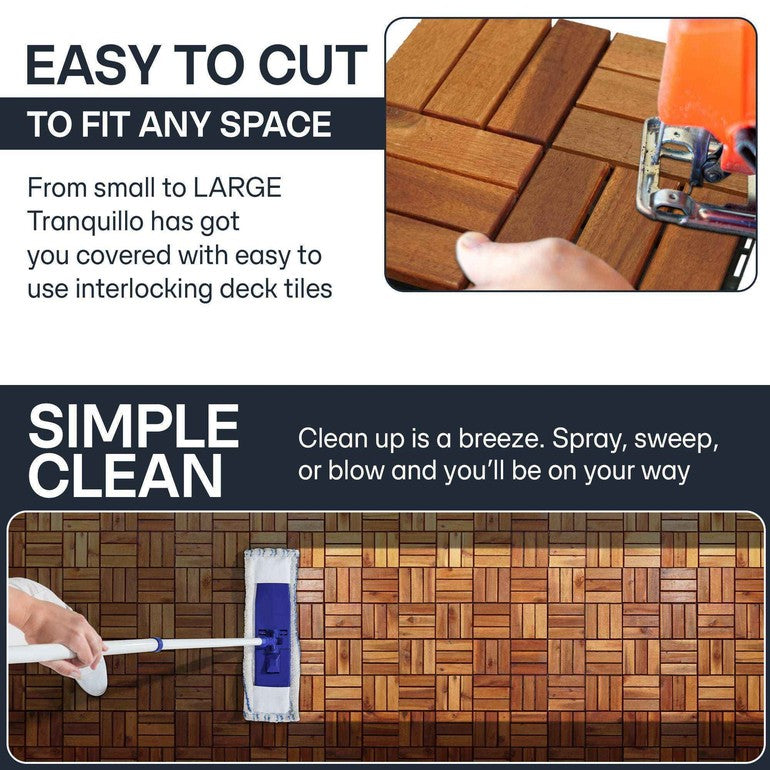 Tranquillo Set 10 Solid Wood Premium Deck Tiles for Stylish Outdoor Spaces