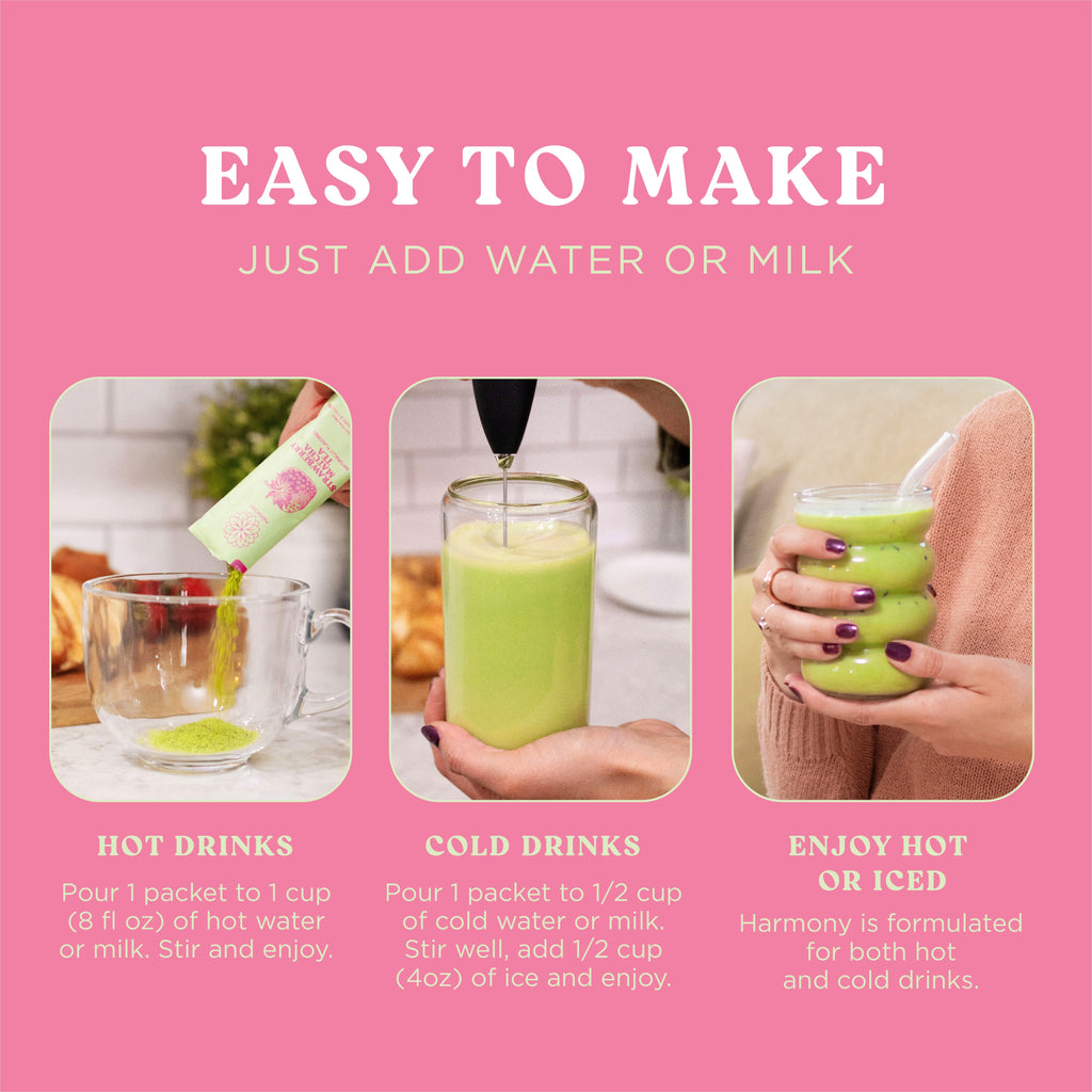 Harmony Matcha Strawberry – Premium Shade-Grown Japanese Matcha, Sweetened with Organic Sugar (10 Stick Packs)