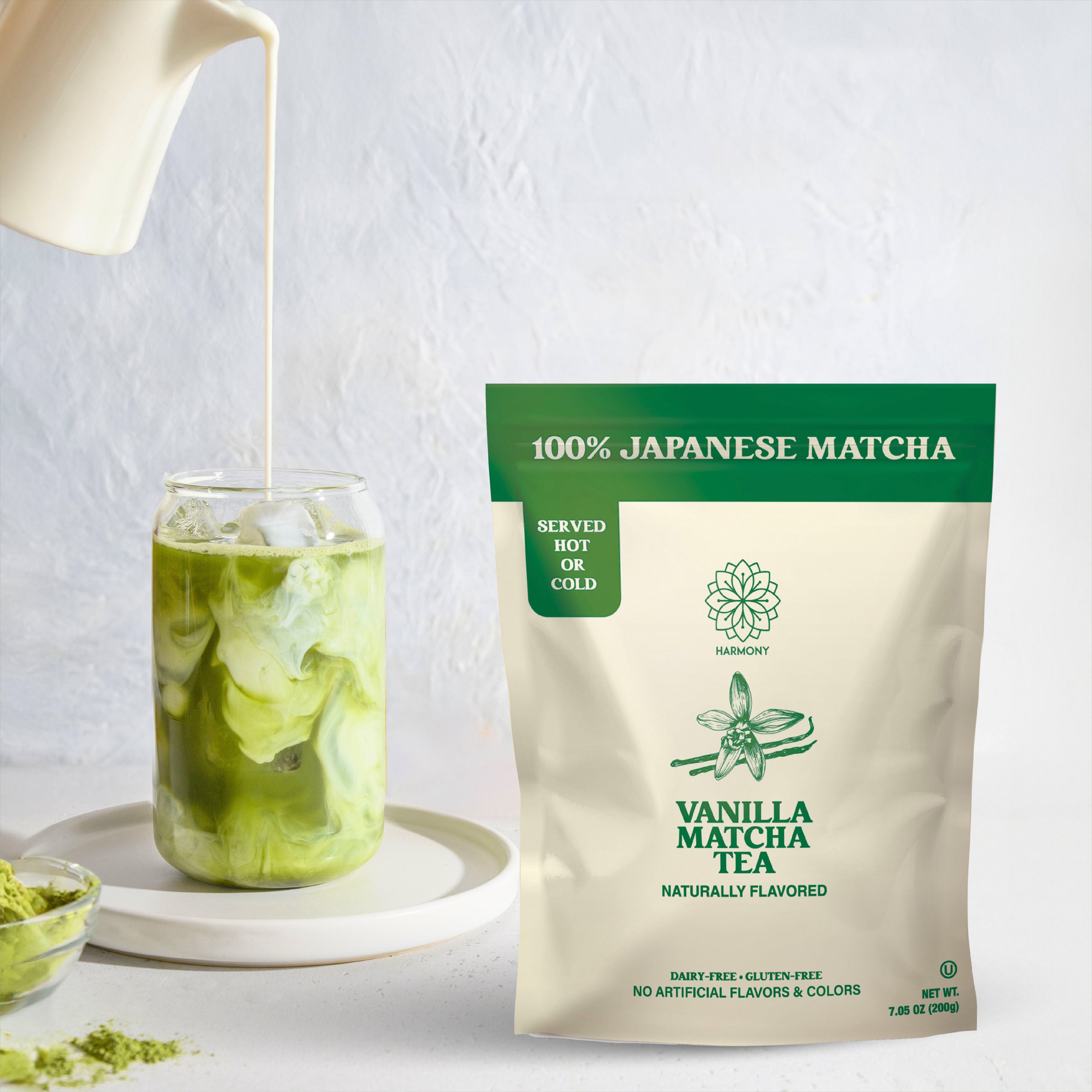 Harmony Matcha Vanilla – Premium Shade-Grown Japanese Matcha, Sweetened with Organic Sugar, 20 Servings