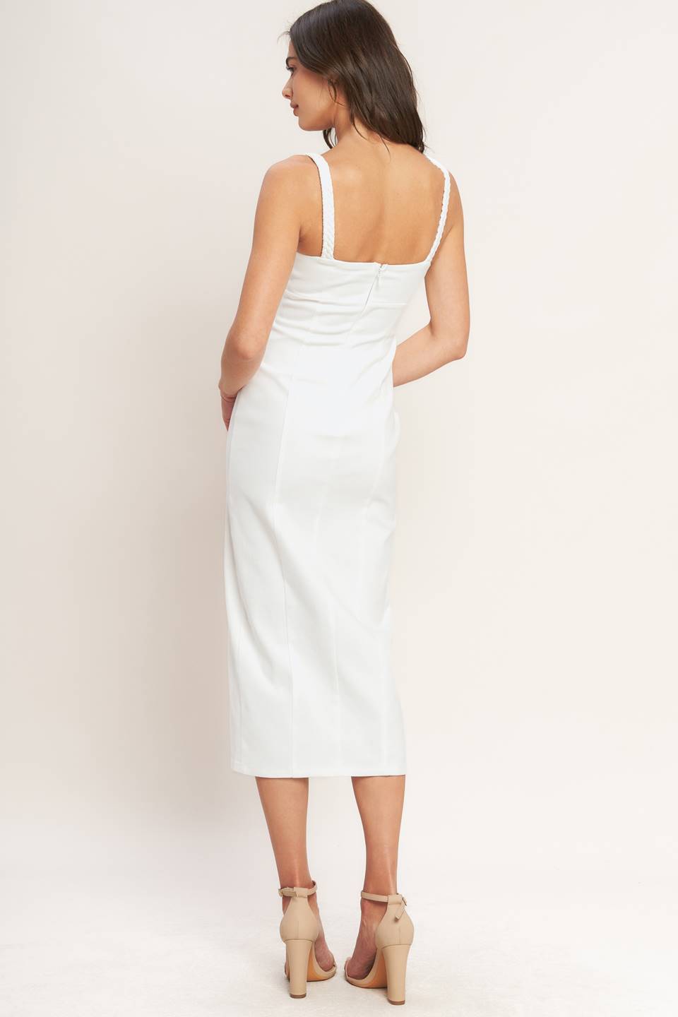 SILENT SHIN TWILL MIDI DRESS