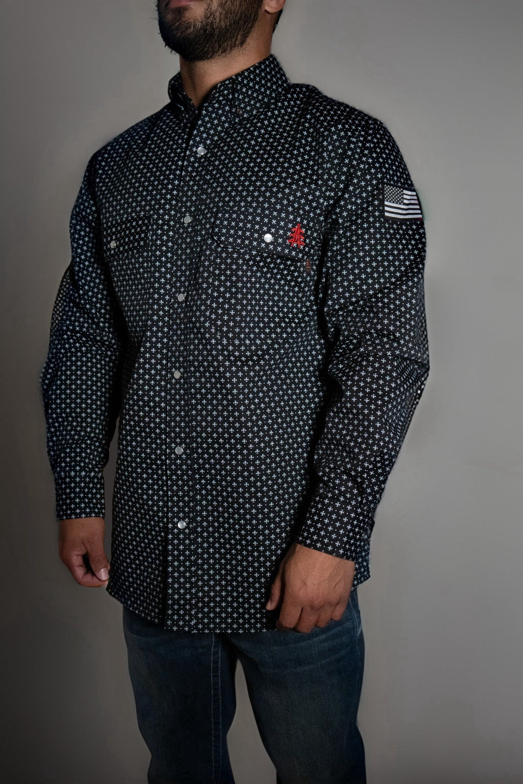 FR Pearl Snap Work Shirt - Reaper Black