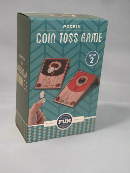 Wooden Coin Toss Game Quarters Play Table Top Cornhole. Open Box