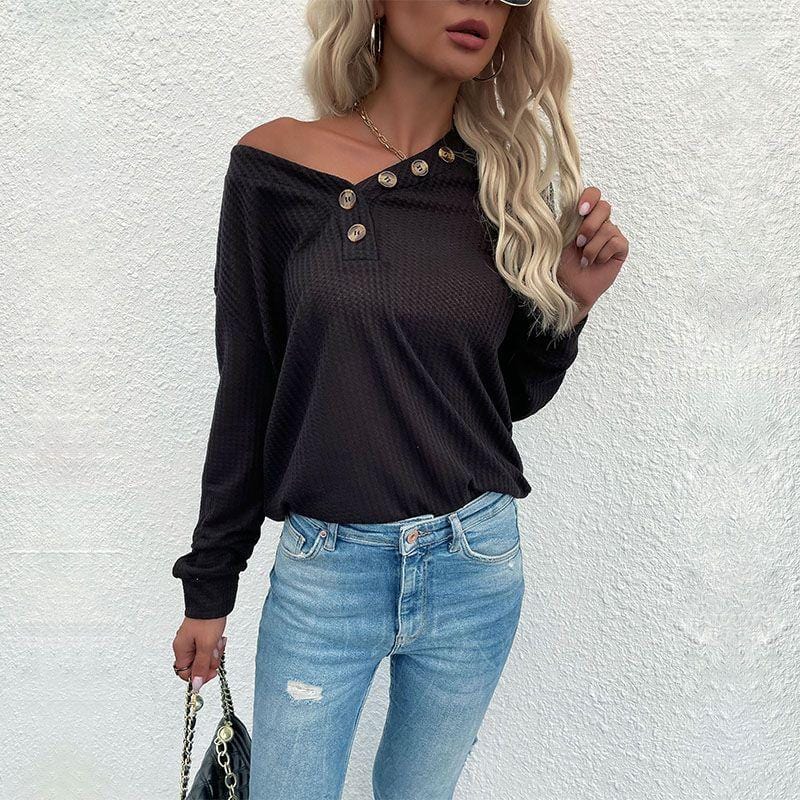 Contrast Half Button Front Sweater