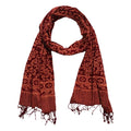 Handmade Batik Scarf, Soft Cotton, Loop, Red, Burgundy