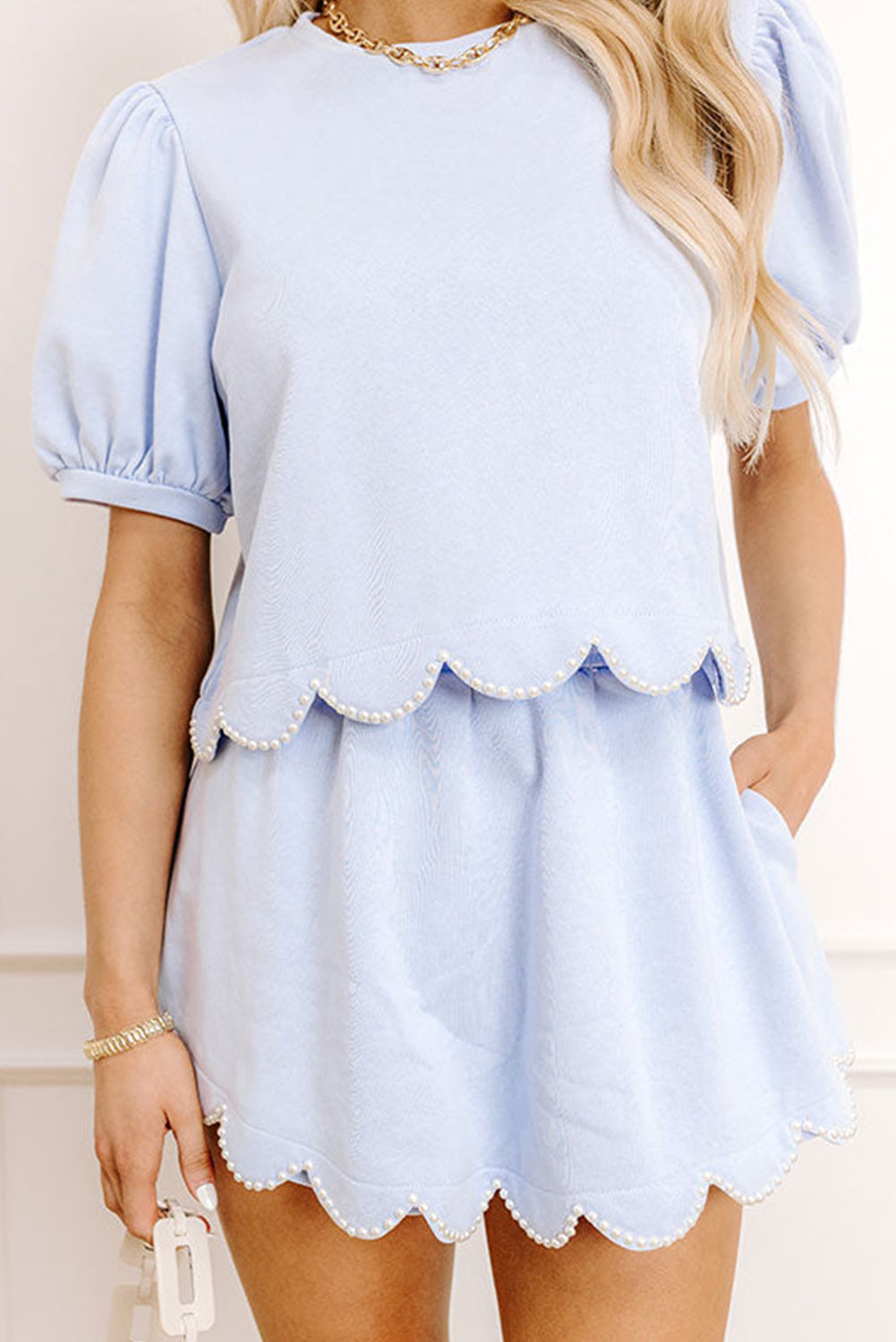 Princess Pearl Blue Scalloped Skort Set