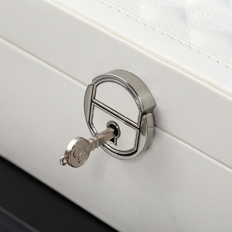PU leather lockable mirror three-layer single-layer jewelry box