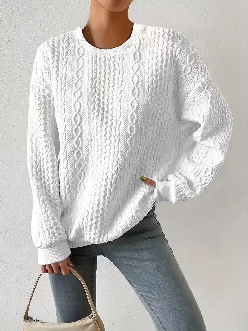 Spring Autumn Trends Loose round Neck Long Sleeve Women Idle Oversize Top Women