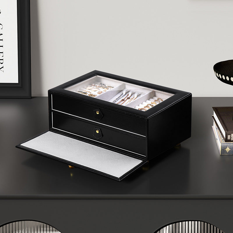 European and American high-end flip three-layer jewelry box