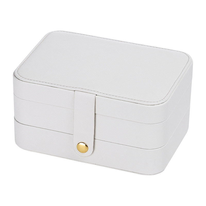 Portable household double-layer storage box with mirror