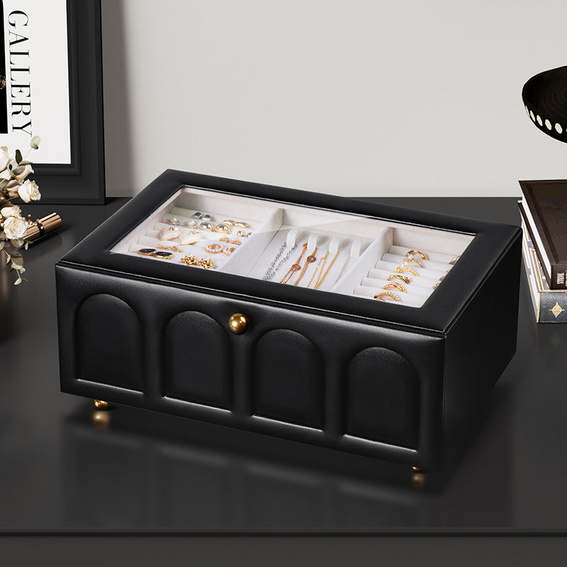 European and American high-end flip three-layer jewelry box
