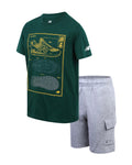 New Balance Boys Active Shorts Set - 2 Piece Performance Short Sleeve T-Shirt and Fleece Sweat Shorts (Size: 8-12) Size 12 Hunter Grey