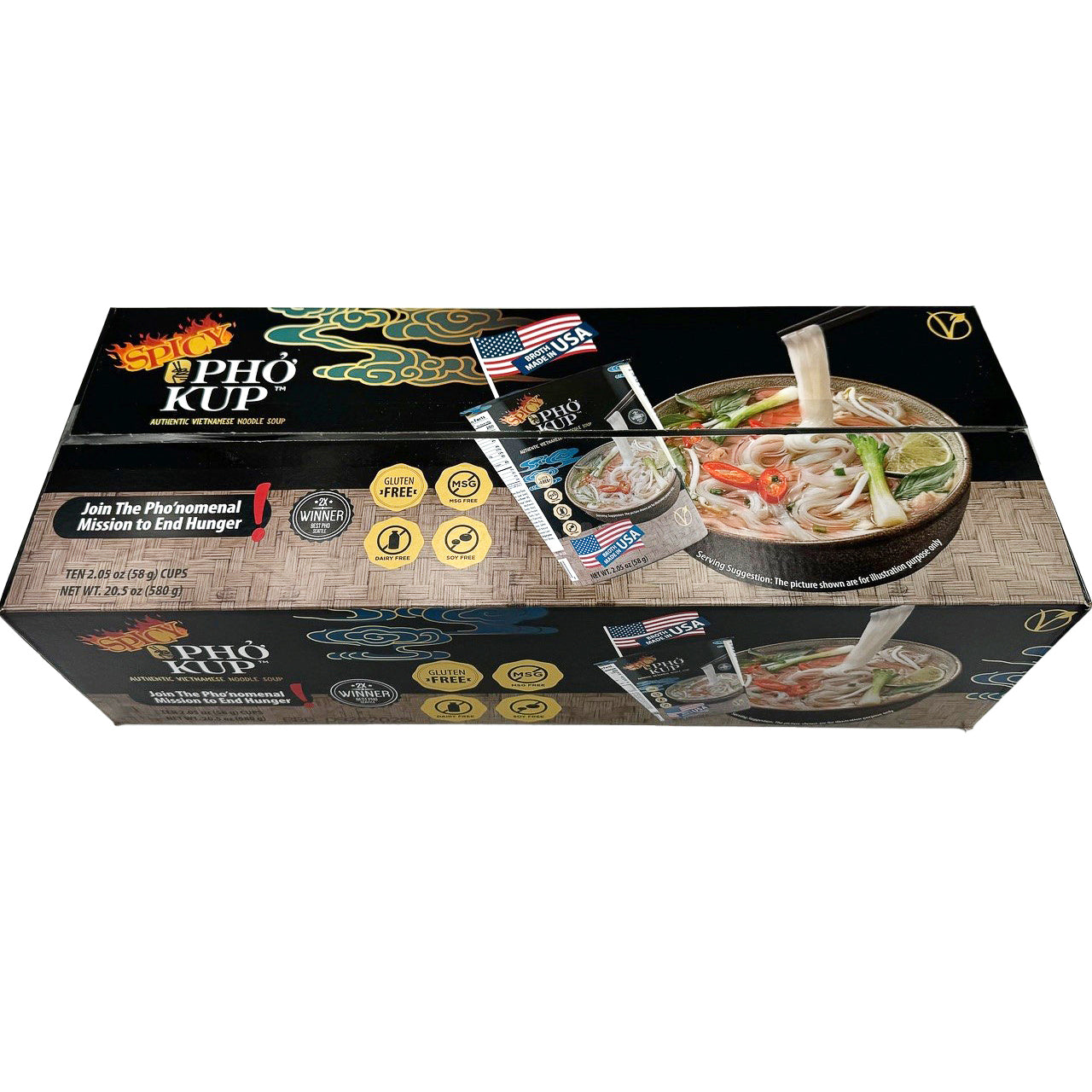 Pho Kup Instant Spicy Veggie Pho (Case of 10 Kups)