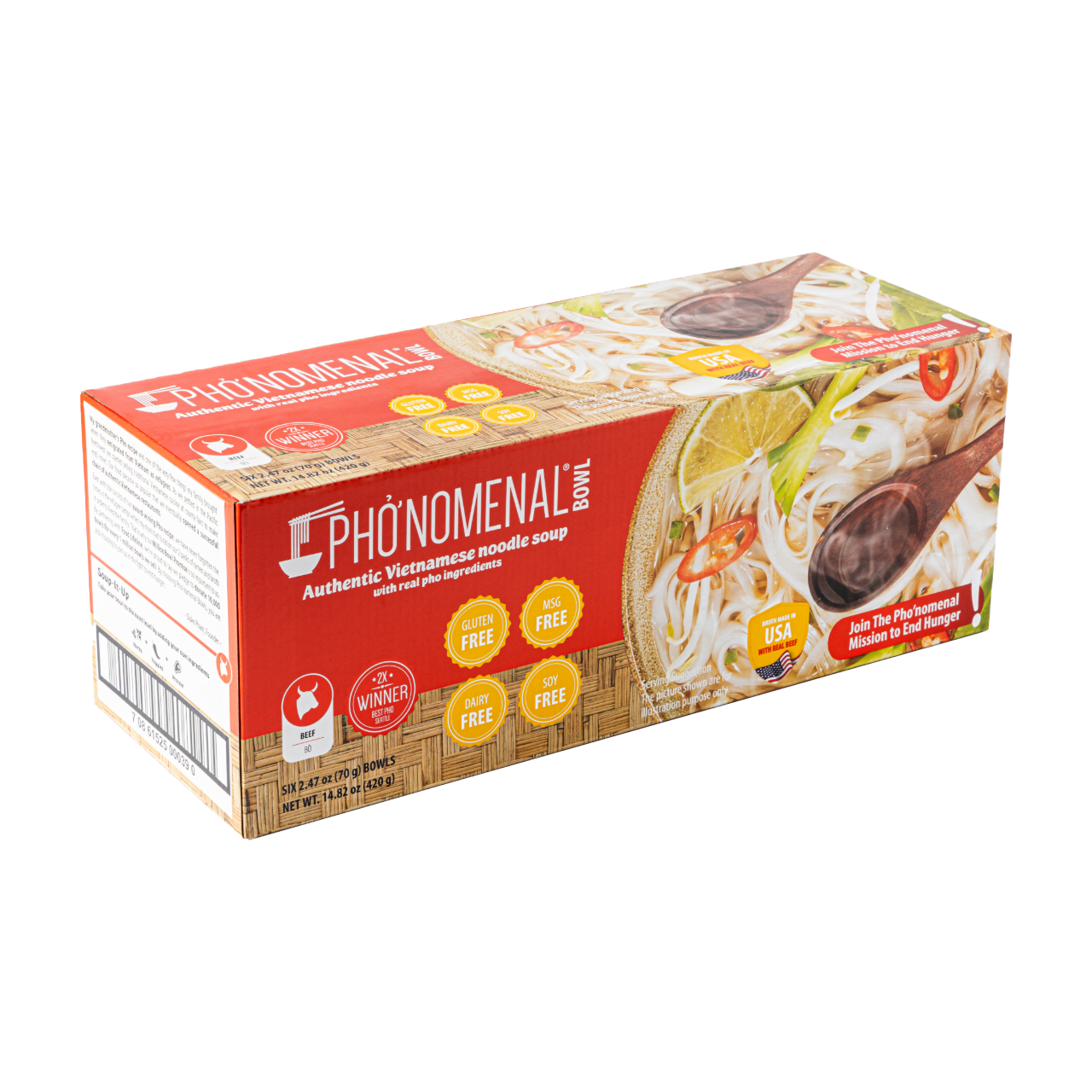 Pho’nomenal Bowl Instant Beef Pho (Case of 6 Bowls)
