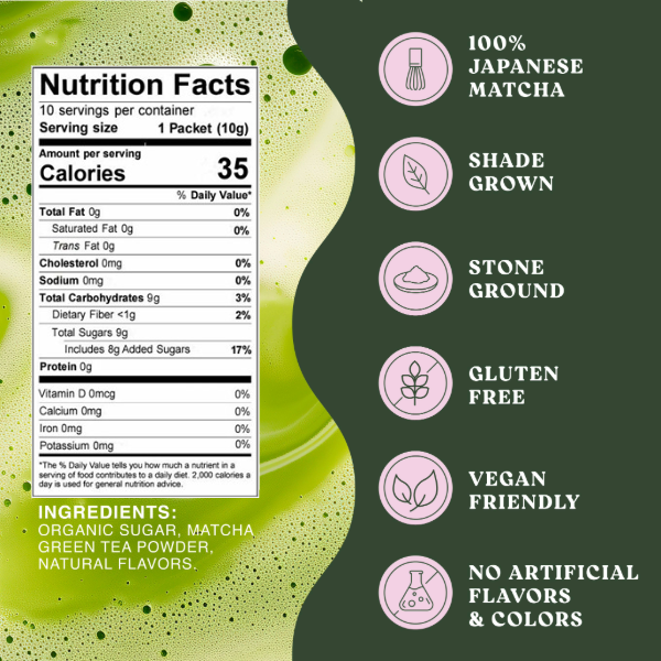 Harmony Matcha Lavender – Premium Shade-Grown Japanese Matcha, Sweetened with Organic Sugar (10 Stick Packs)