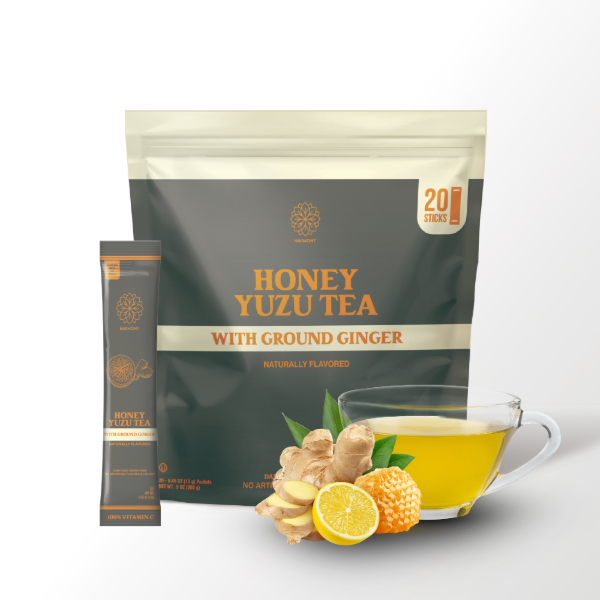 Harmony Matcha Honey Yuzu Tea With Ground Ginger – Premium Black Tea, Sweetened with Honey and Organic Sugar, 20 Servings