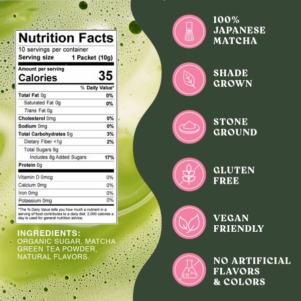 Harmony Matcha Strawberry – Premium Shade-Grown Japanese Matcha, Sweetened with Organic Sugar (10 Stick Packs)