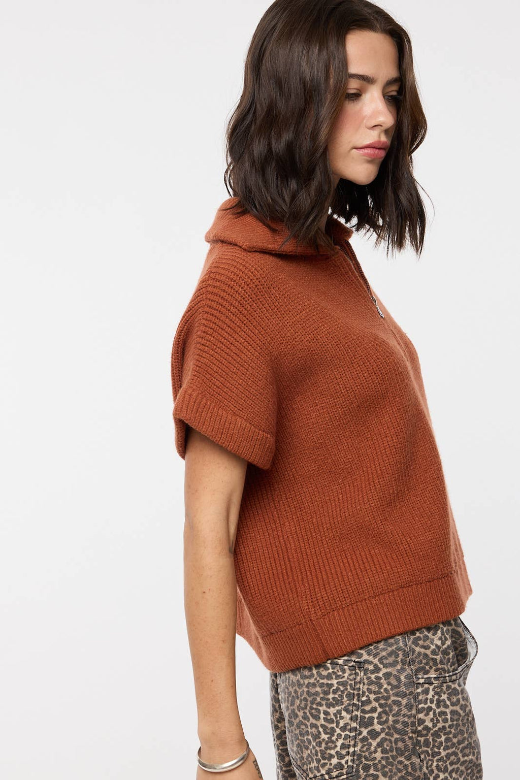 Half-Zip Sweater - Rust